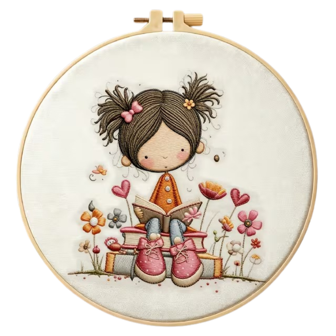 Kit Bordado Little Girl Reading Embroidery Kit 20cm Costura Dowdell