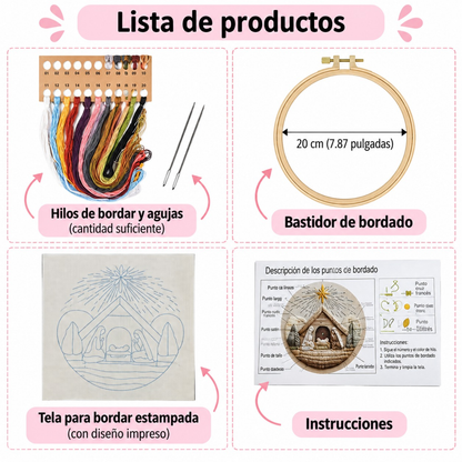 Kit Bordado Birth Stable Embroidery Kit 20cm Costura Dowdell