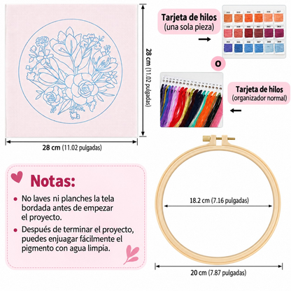 Kit Bordado Floral Pattern Embroidery Kit 20cm Costura Dowdell
