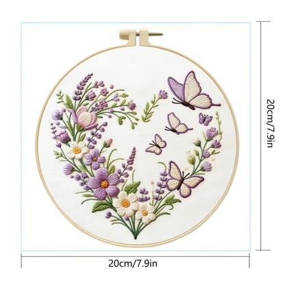 Kit Bordado Floral Heart Embroidery Kit 20cm Costura Dowdell