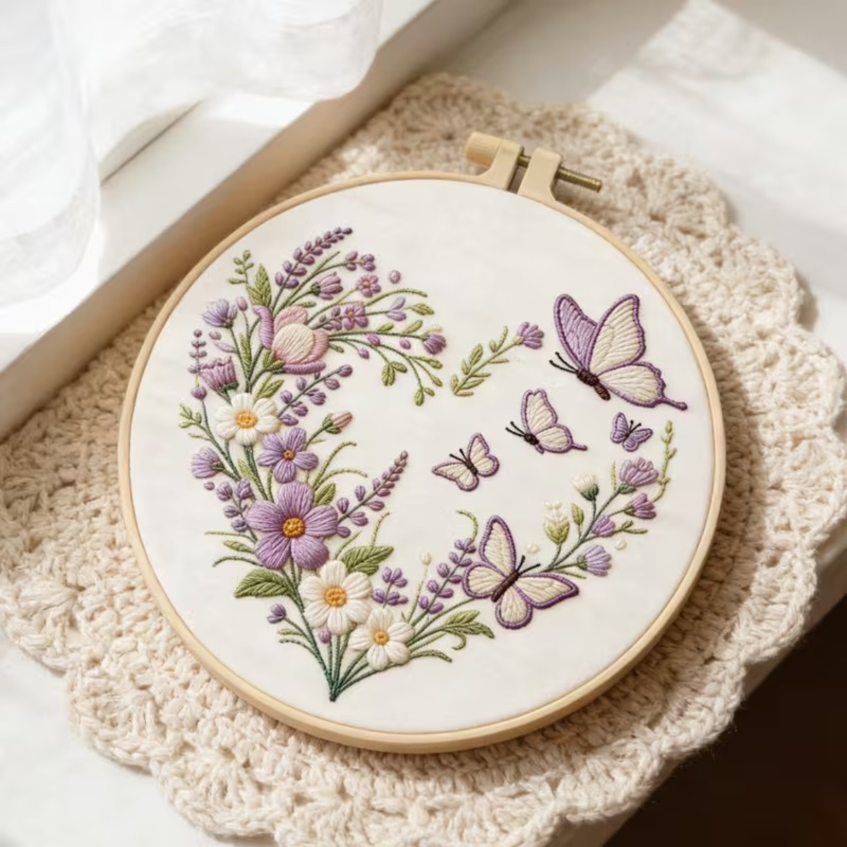 Kit Bordado Floral Heart Embroidery Kit 20cm Costura Dowdell