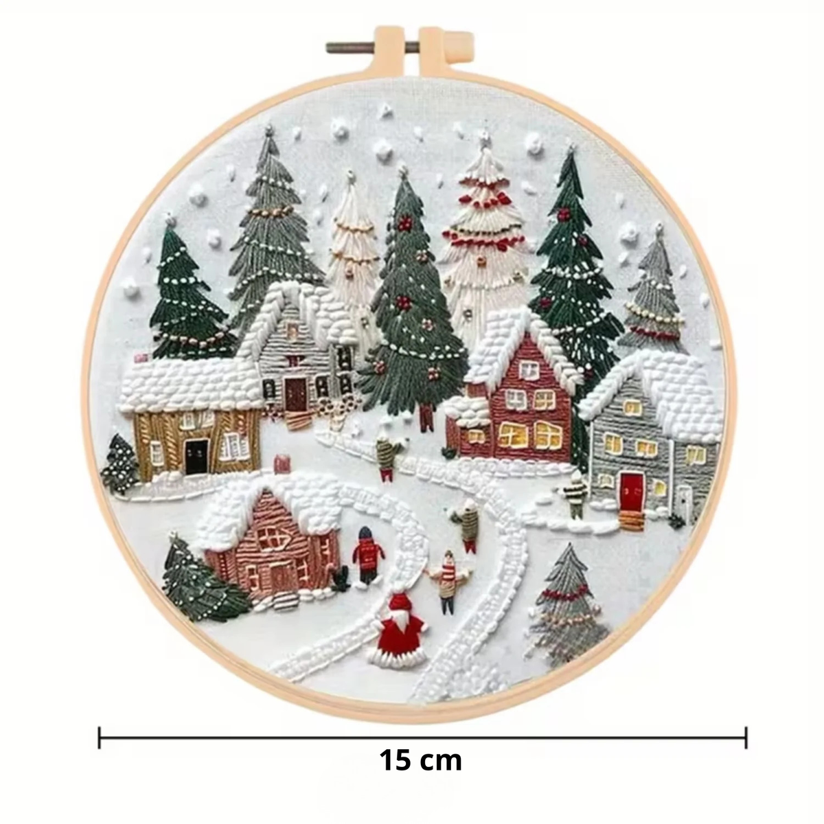 Kit Bordado Christmas Village Embroidery Kit 15 cm Costura Dowdell
