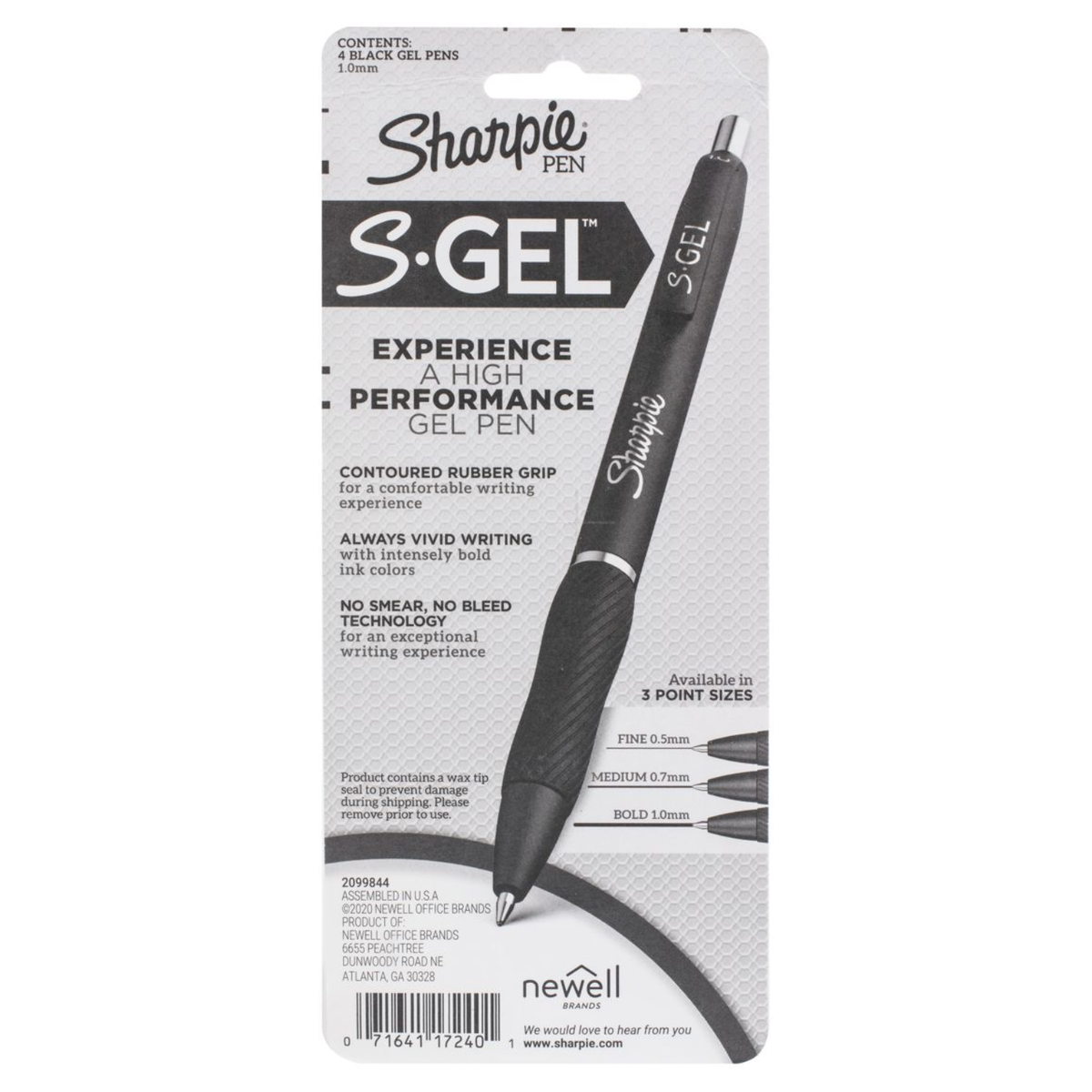 Bold Point S-Gel Pens / 4 Plumas de Gel Negro