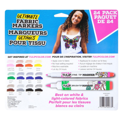Ultimate Fabric Markers / 24 Marcadores de Tela Permanentes Rainbow Marcadores &amp; Plumones Tulip