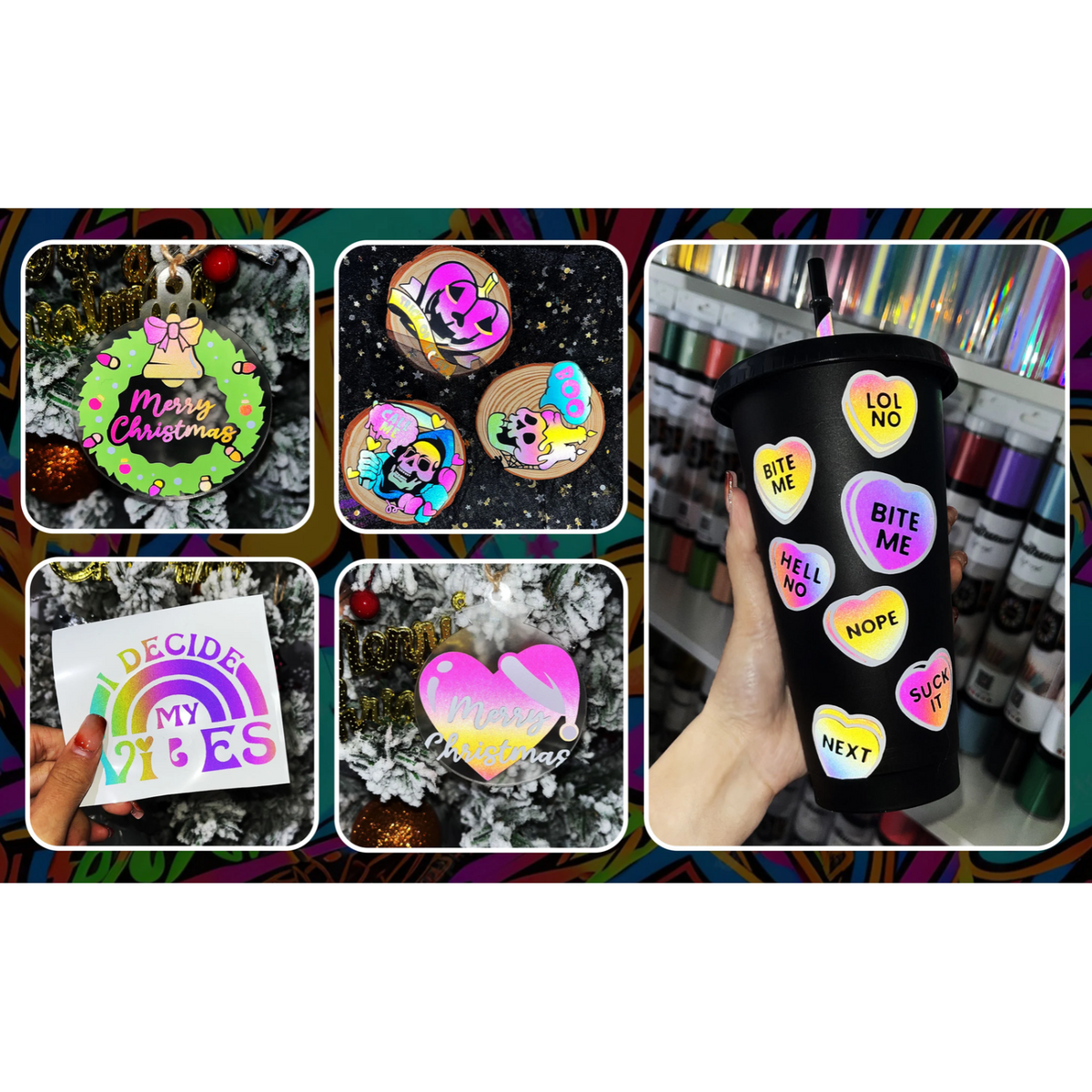 Rainbow Yellow Reflective Adhesive Vinyl / Vinil Amarillo Arcoíris Reflectante Viniles Teckwrap