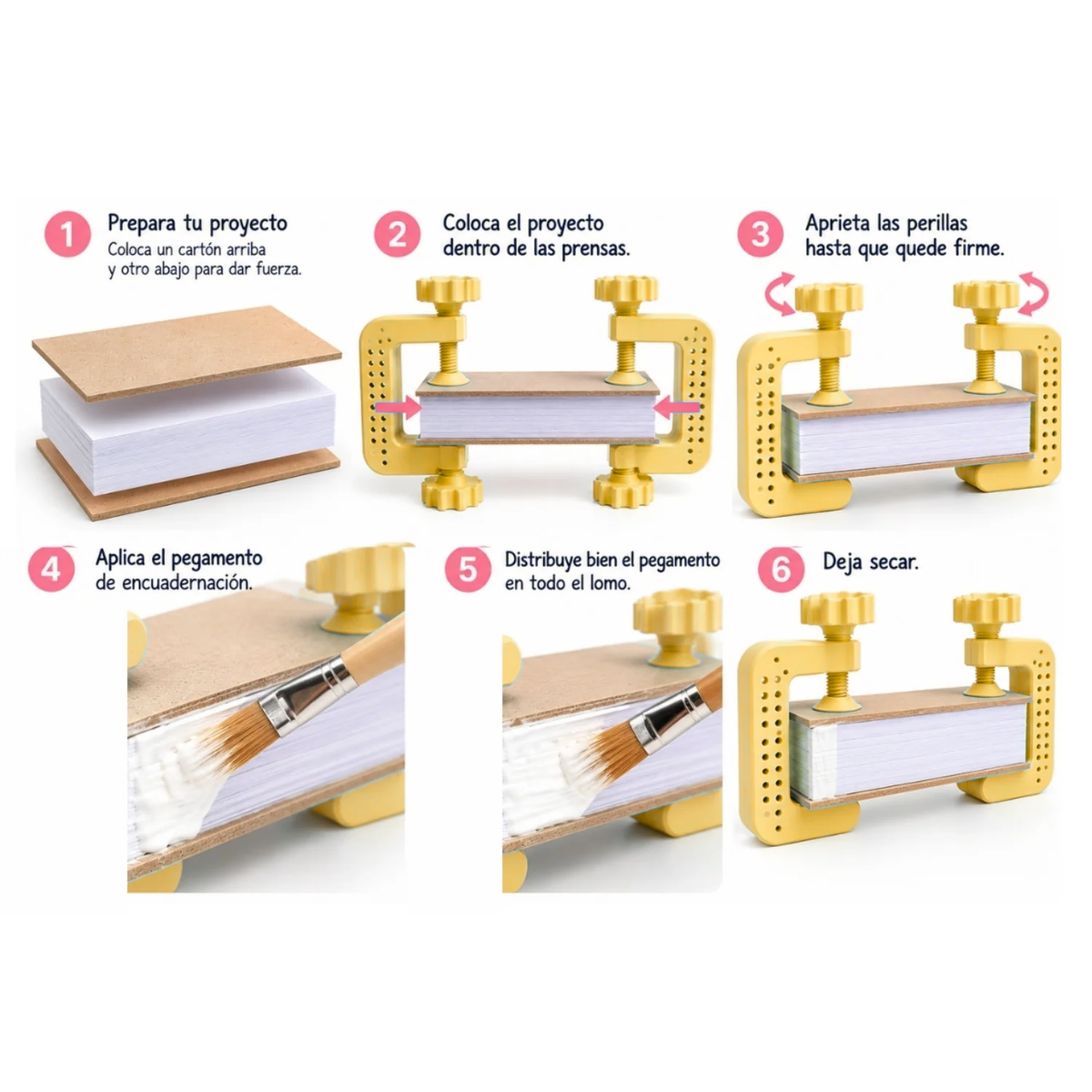Set de 2 Mini Prensas Amarillo para Encuadernación