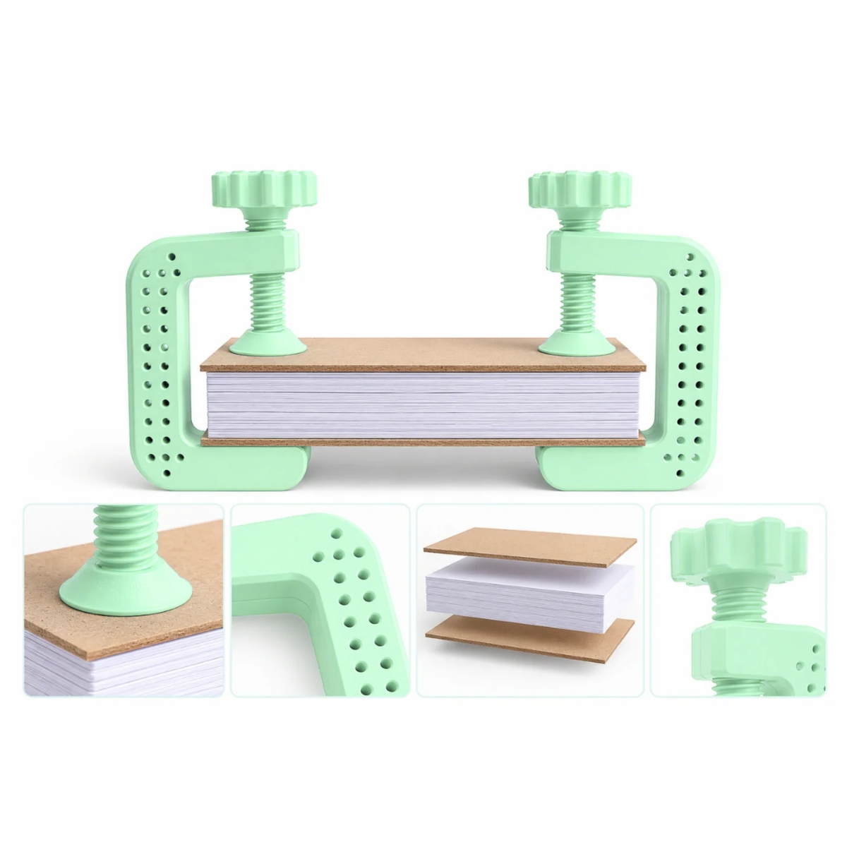 Set de 2 Mini Prensas Verde Pastel para Encuadernación