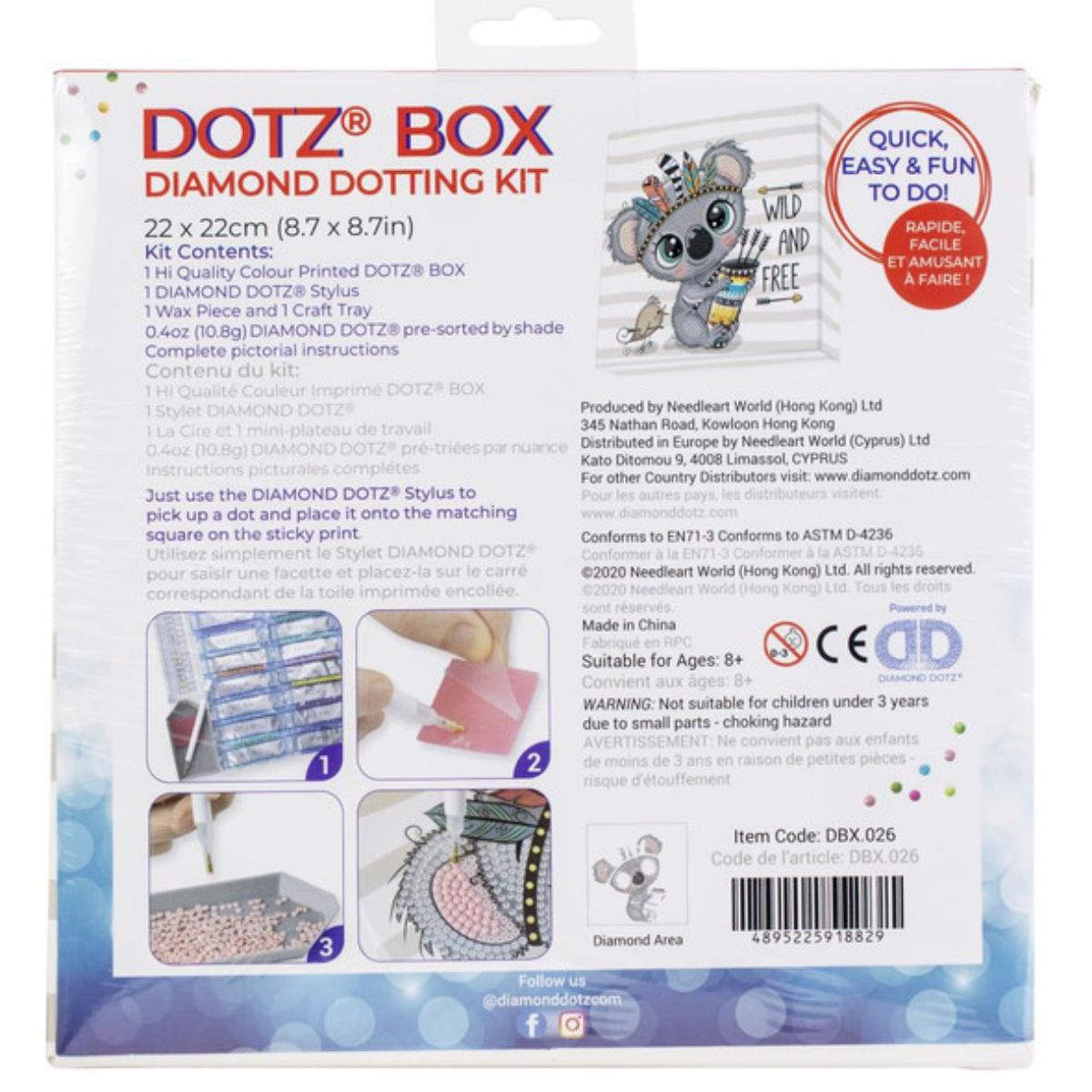 Art Box Kit Wild &amp; Free / Pintura con Diamantes Koala Pintura Dimensional Diamond Dotz