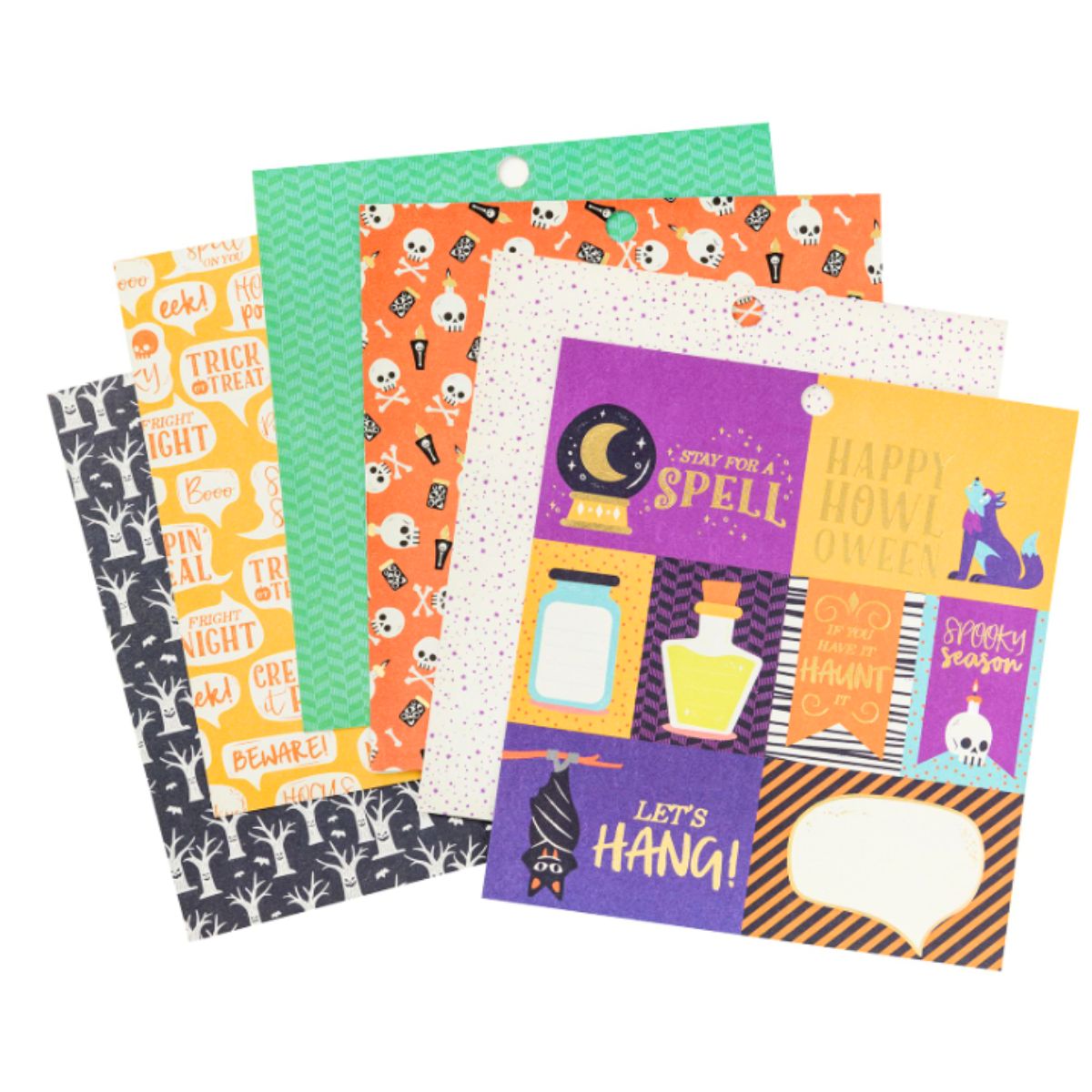 Cardstock Stack Boo Crew Gold Foil 6&quot; / Cartulina Doble Cara Halloween Descontinuado DCWV