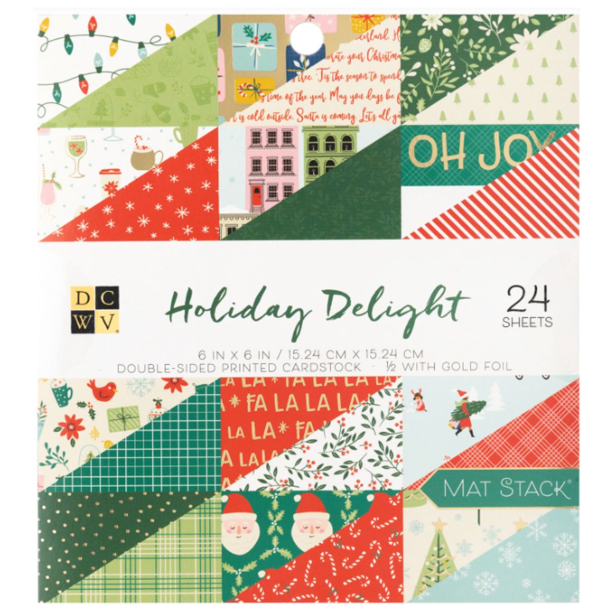 Cardstock Stack Holiday Delight 6" / Cartulina Doble Cara Holiday Delight Con Foil