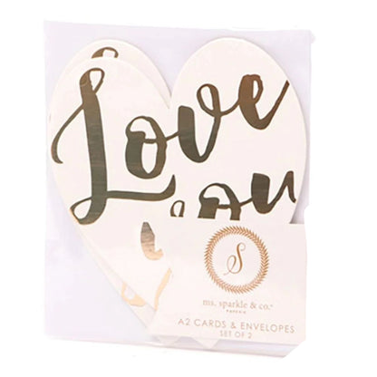 Cards &amp; Envelopes Heart Foil Gold / Tarjetas de Corazón y Sobre con Foil Dorado Kits / Sets Ms Sparkle &amp; Co