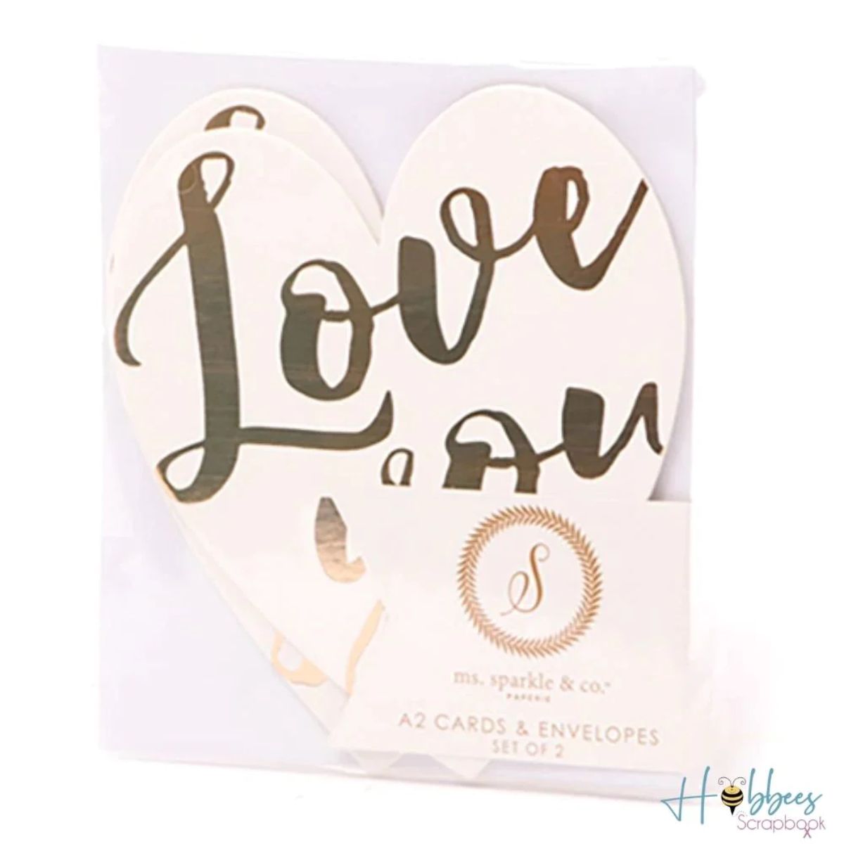 Cards & Envelopes Heart Foil  Gold/ Tarjetas de Corazón y Sobre con Foil Dorado