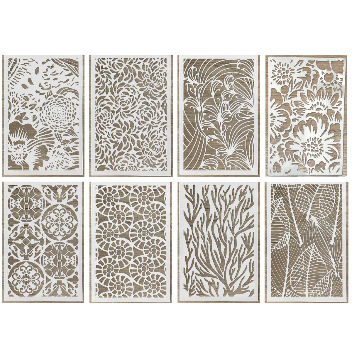 8 Esténciles de Texturas Botanicals Esténciles / Plantillas Hobbees