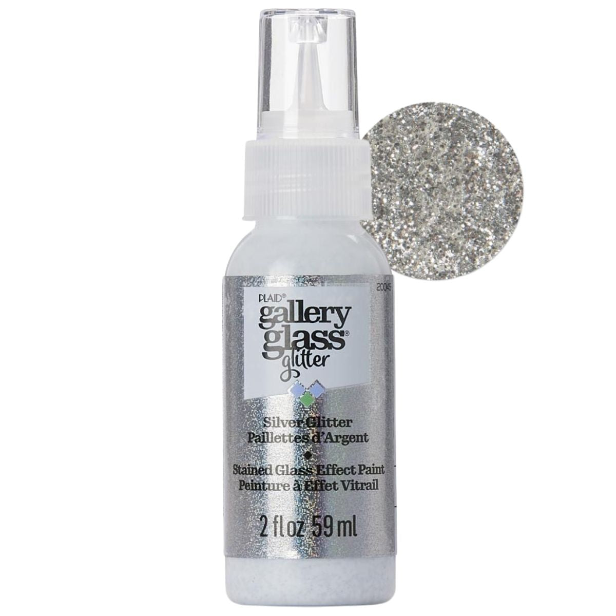 Gallery Glass Paint Silver Glittter / Pintura para Vitral Plata con Glitter Descontinuado Folk Art