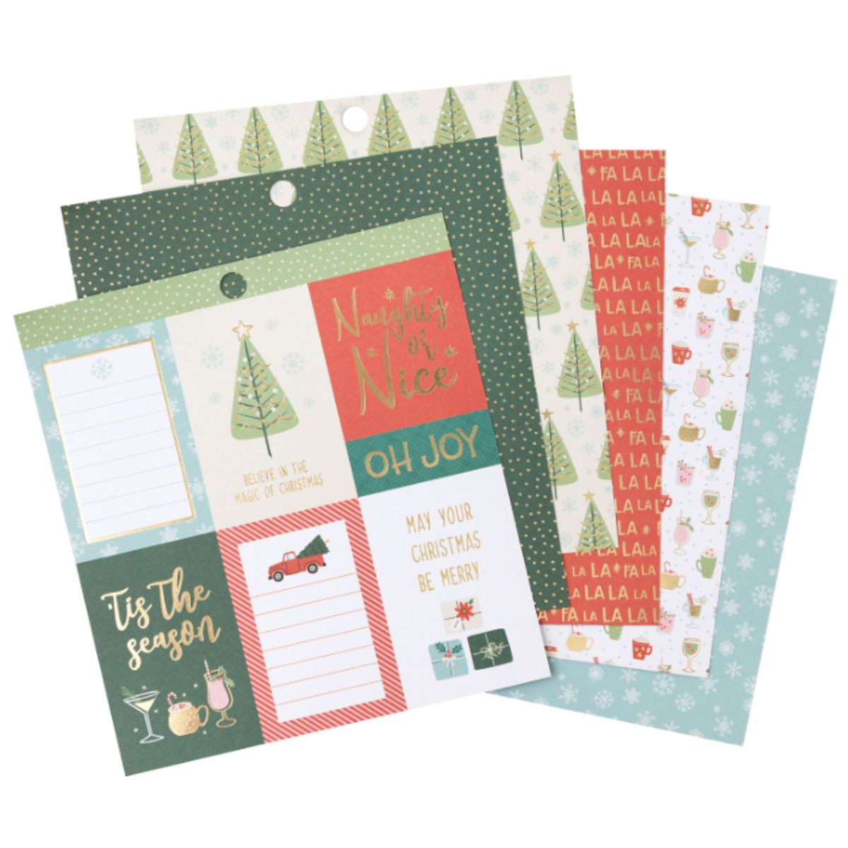 Cardstock Stack Holiday Delight 6" / Cartulina Doble Cara Holiday Delight Con Foil