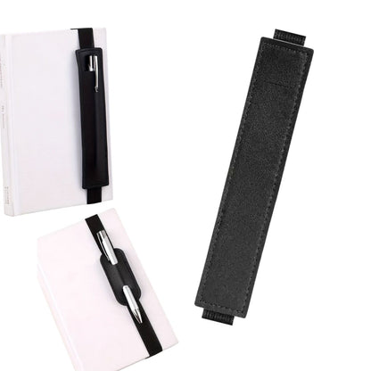 Sujeta Bolígrafos Con Elástico de Piel Sintética Negro Encuadernacion Hobbees