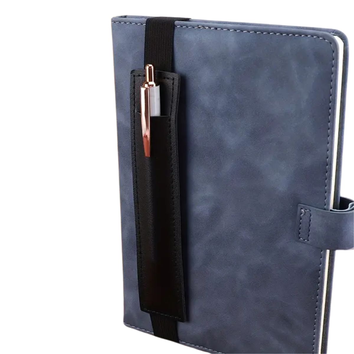 Sujeta Bolígrafos Con Elástico de Piel Sintética Negro Encuadernacion Hobbees