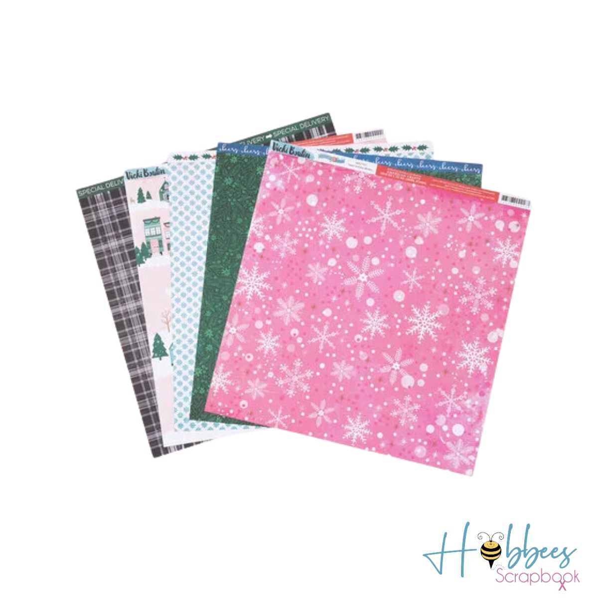 Peppermint Kisses Paper Pad 12in / Bloc de Papel Navideño Doble Cara Descontinuado American Crafts