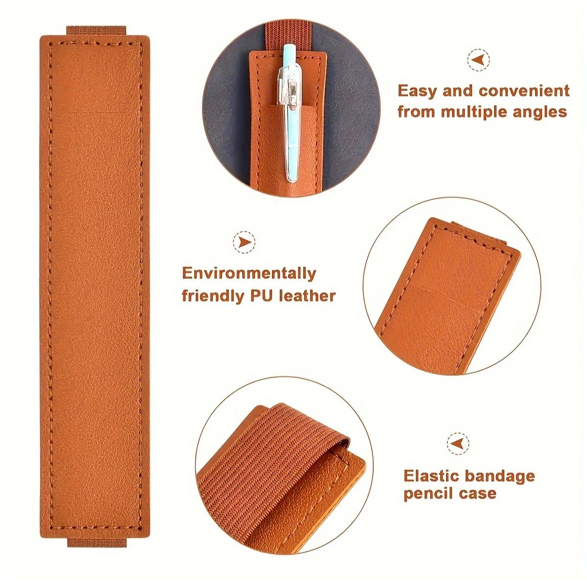 Sujeta Bolígrafos Con Elástico de Piel Sintética Marrón Encuadernacion Hobbees