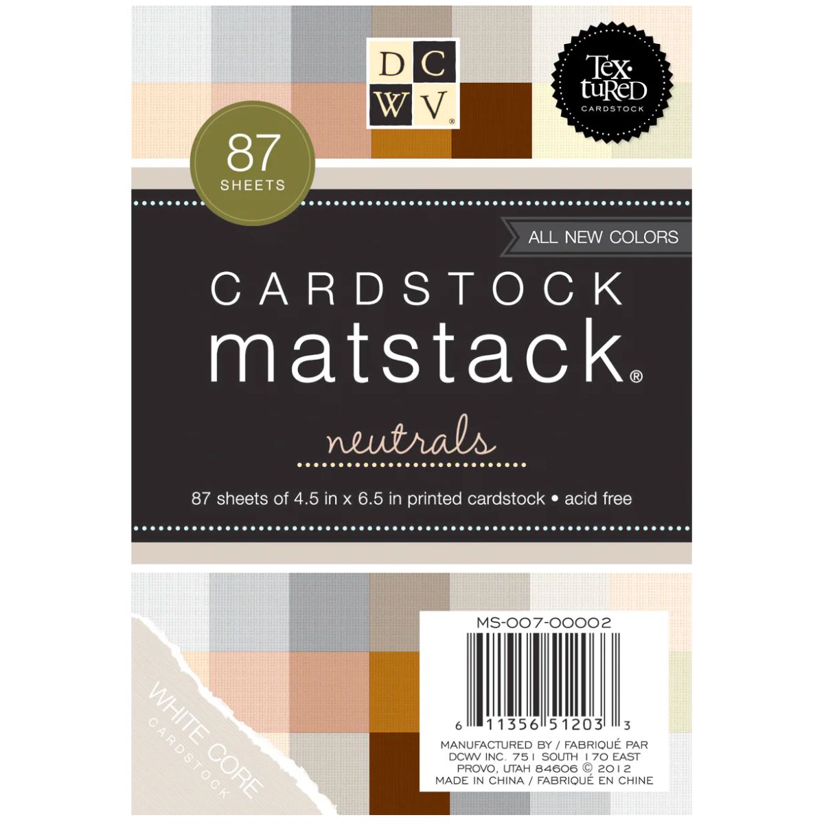 Single-Sided Mat Stack Neutrals /  Block de Cartulina Colores Neutrales 4.5"