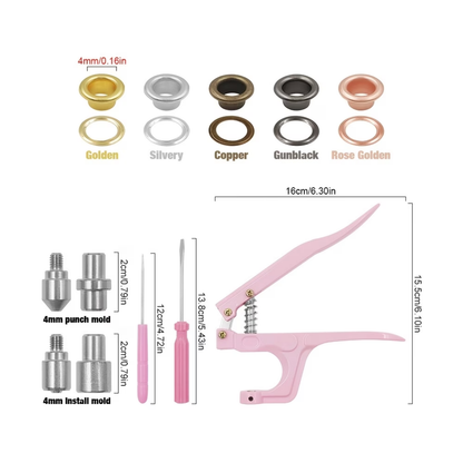 Remachadora de Ojillos Rosa con Ojillos Perforadoras Hobbees
