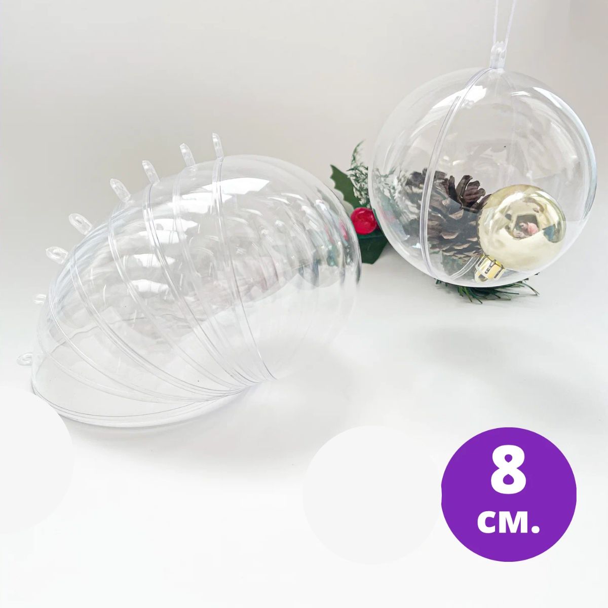 5 Esferas de Acrílico para Rellenar 8cm Adornos / Embellishments Hobbees