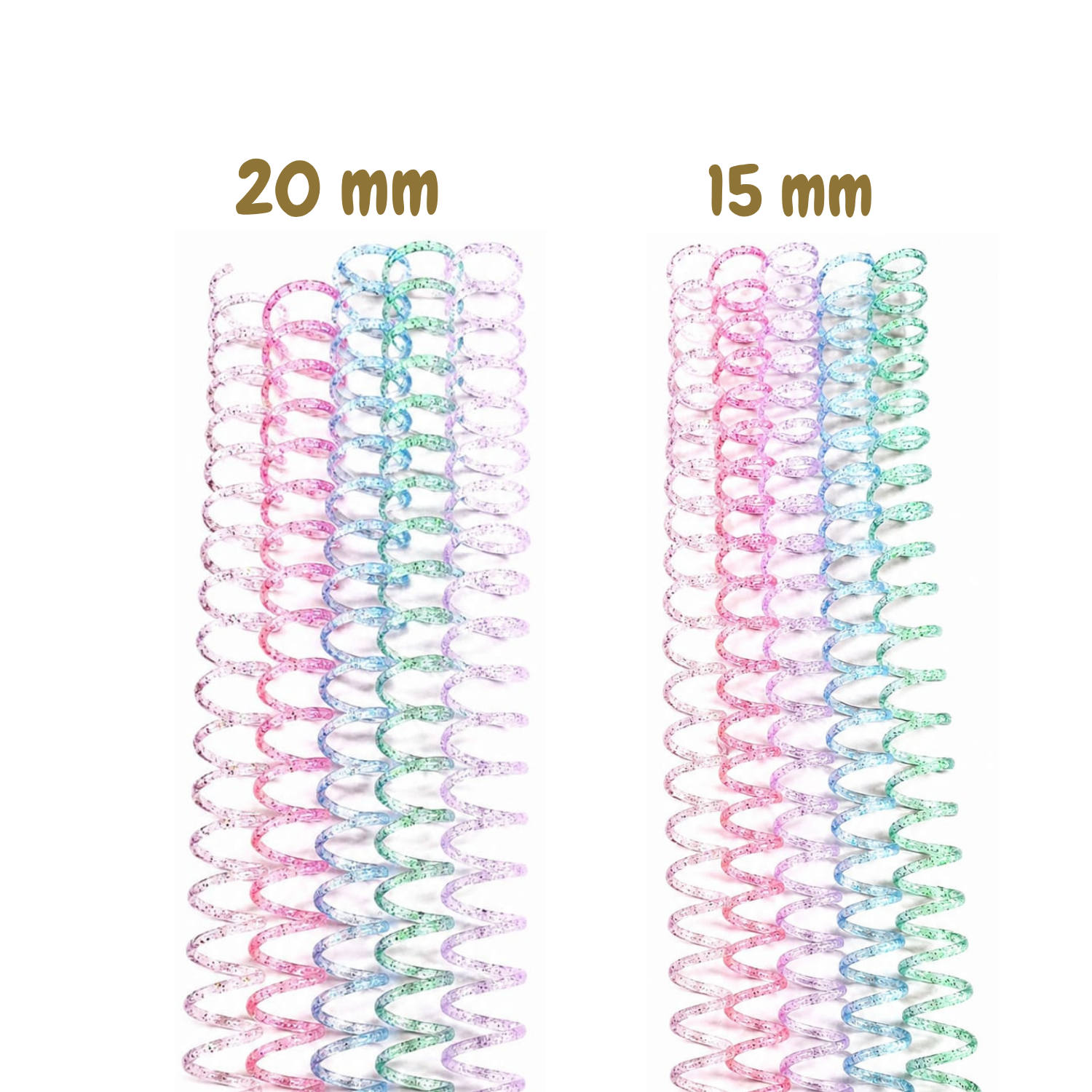 10 Espirales de Plástico Glitter Journelle 15mm/20mm