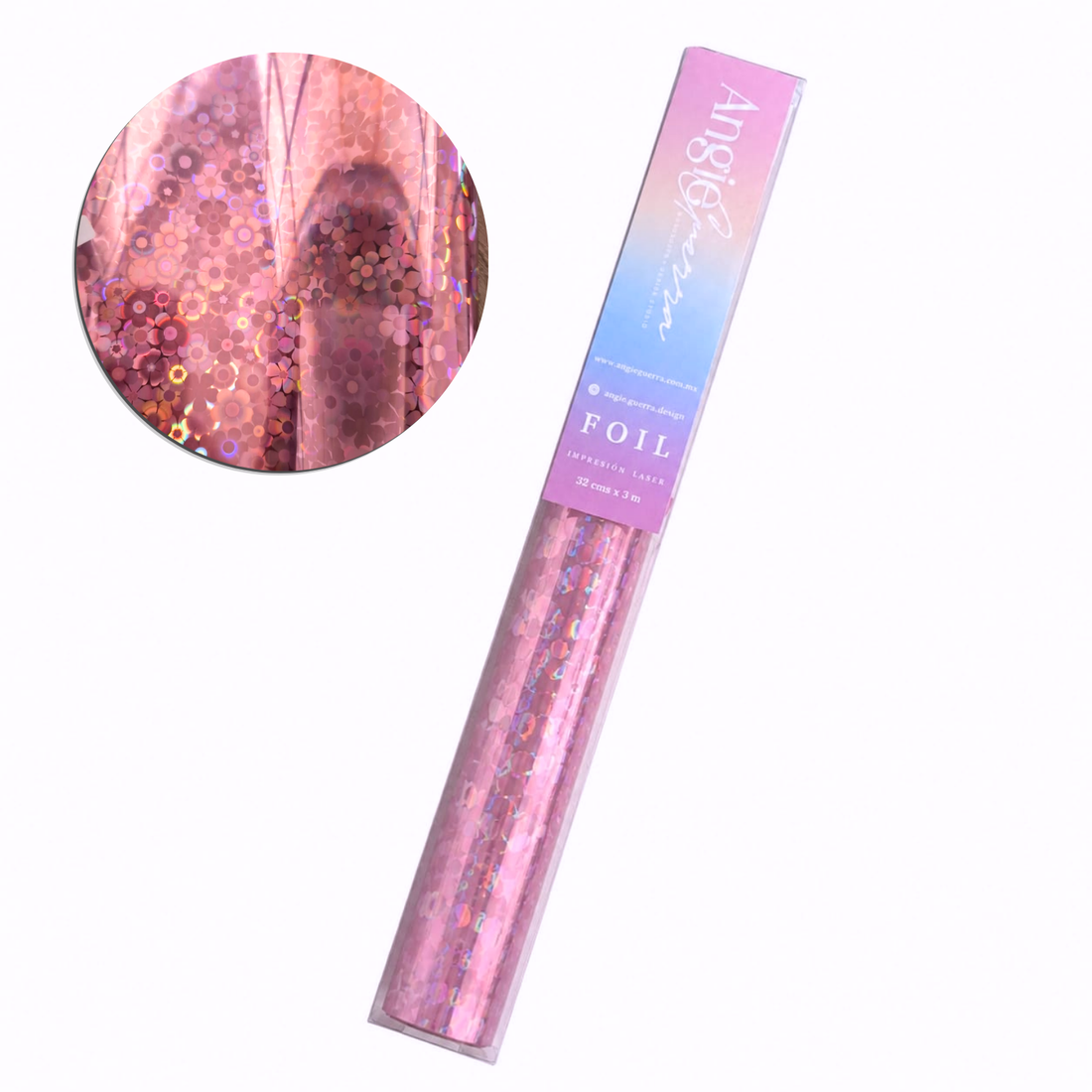 Foil Para Tinta Pink Flower 3m Foil Reactivo Angie Guerra