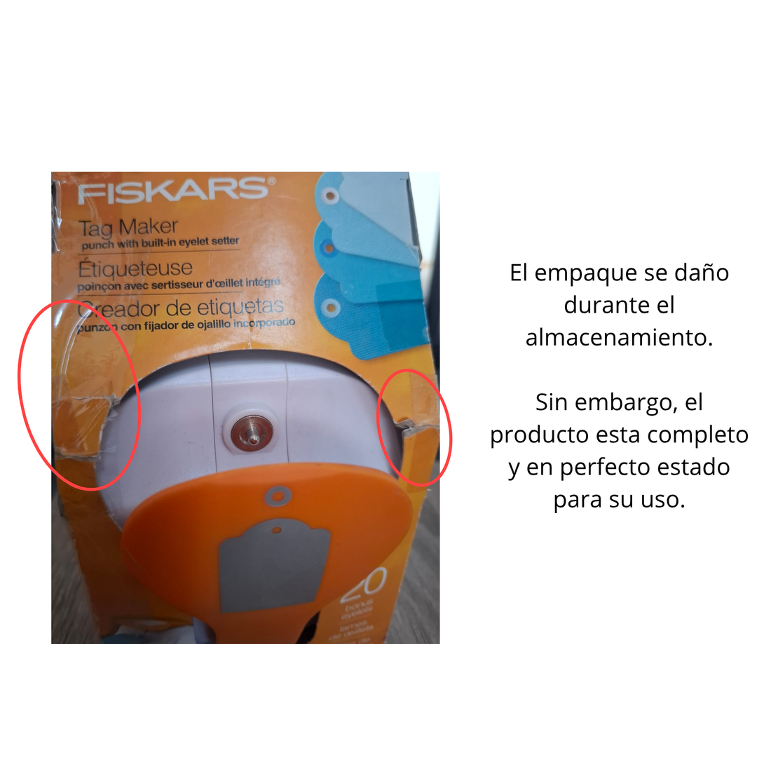 EA Standard Tag Maker Punch W Built In Eyelet Setter / Perforadora de Etiquetas con Aplicador de Ojillos (Copia) Perforadoras Fiskars