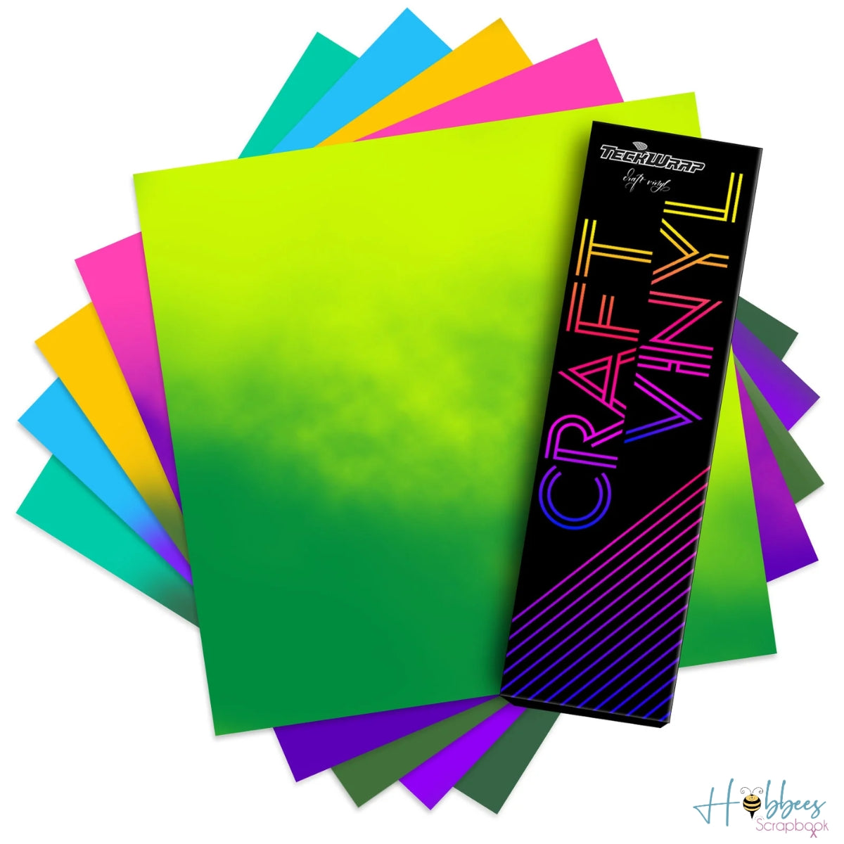 Neon Cold Color Changing Vinyl Sheets Pack / 5 Hojas De Vinil Cambian De Color Frío De Neón