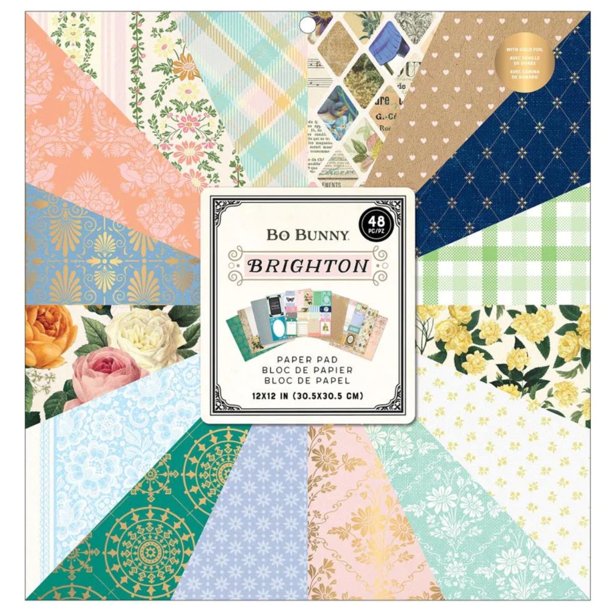 Brighton Paper Pad 12" / Block de Papel Doble Cara Decorativo Descontinuado BoBunny