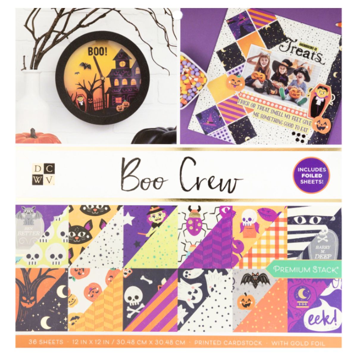 Cardstock Stack 12" Boo Crew / Block Cartulina Doble Cara Halloween  DCWV