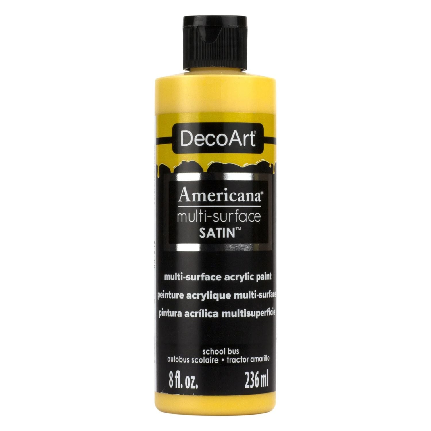 Americana Multi-Surface Satín Acrylic Paint School Bus / Pintura Acrílica Satinada Multisuperficie Tractor Amarillo Pintura Acrílica DecoArt