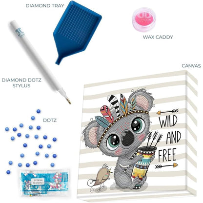 Art Box Kit Wild &amp; Free / Pintura con Diamantes Koala Pintura Dimensional Diamond Dotz