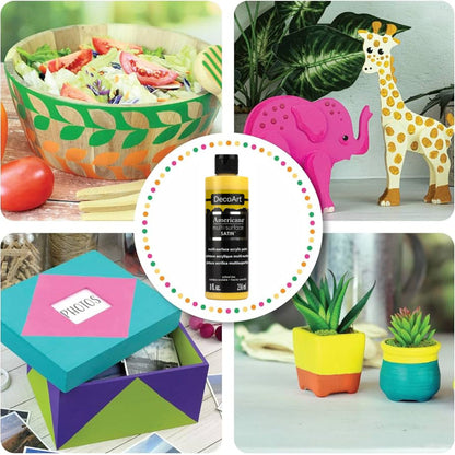 Americana Multi-Surface Satín Acrylic Paint School Bus / Pintura Acrílica Satinada Multisuperficie Tractor Amarillo Pintura Acrílica DecoArt