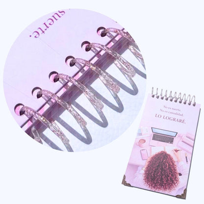 Espirales de Plástico Glitter 25mm para Encuadernación Creativa 10 pzs Encuadernacion Hobbees