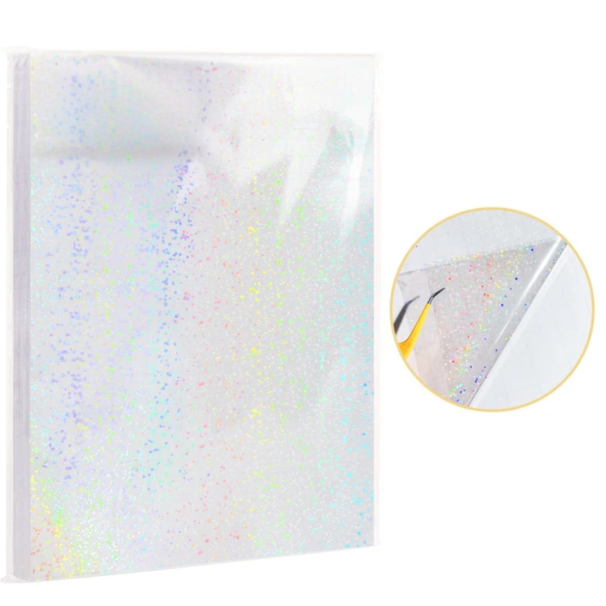 Laminate Sheets Sparkle Holographic / 10 Hojas Laminado Autoadhesivo Brillos Holo Acetato y Especializados Teckwrap