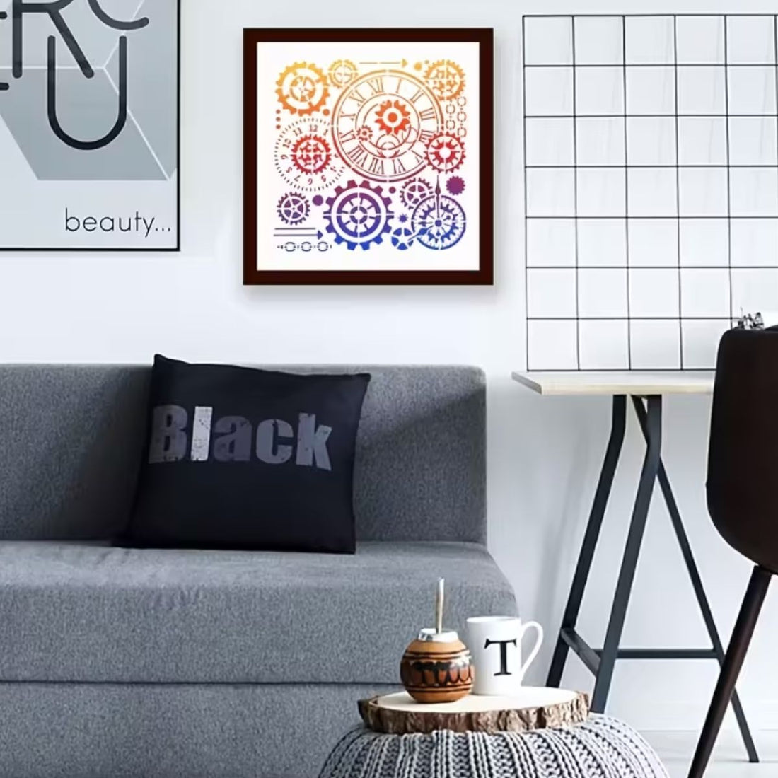 Esténcil de Relojes y Engranes 30.5cm Esténciles / Plantillas Hobbees