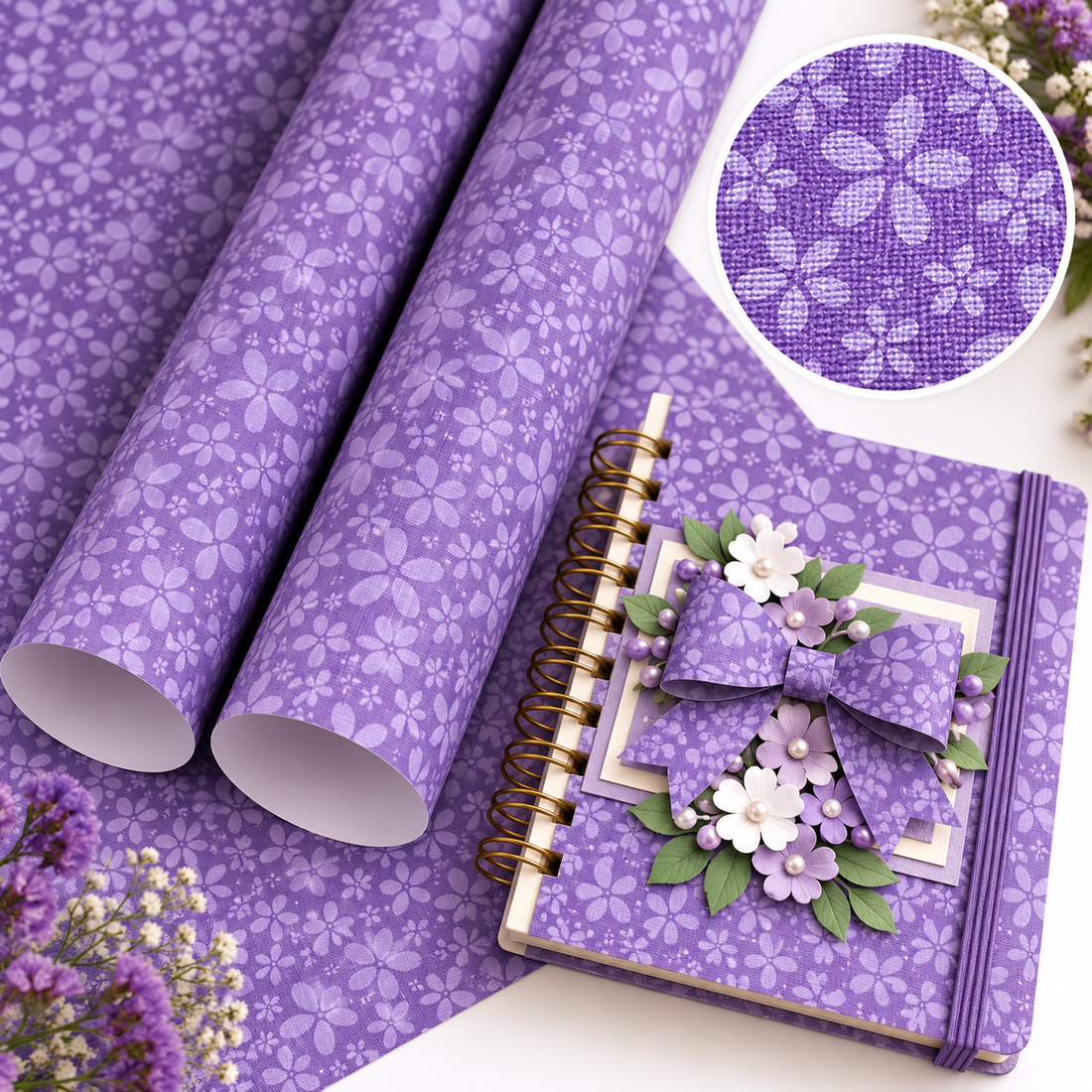 Cardstock Purple Flower / 10 Cartulinas Color Morado Flores 30.5 cm Papel, Hojas Sueltas Core&