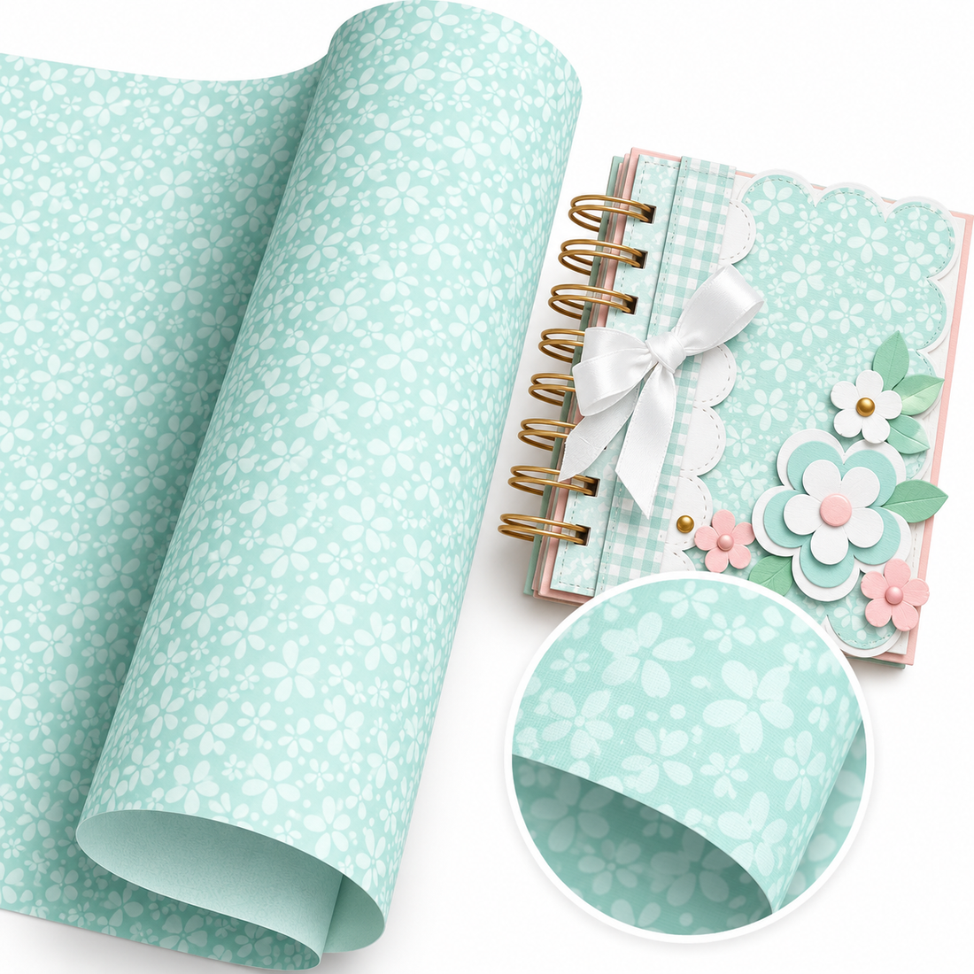 Cardstock Aqua Flower / 10 Cartulinas Color Aqua Flores 30.5 cm Papel, Hojas Sueltas Core&