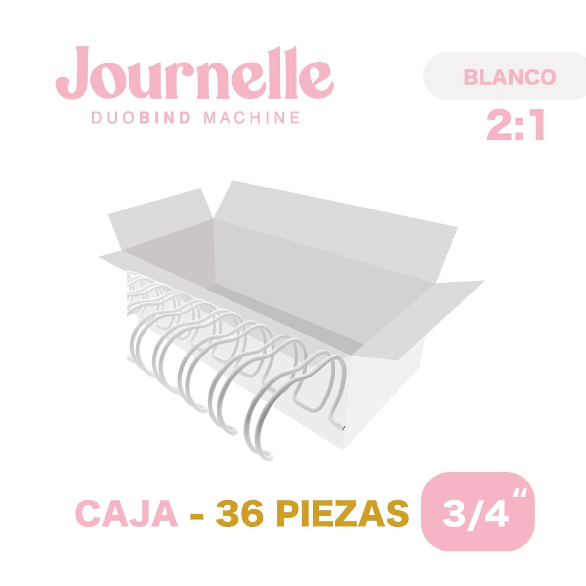 36 Espirales Metálicos Journelle Blancos 3/4" Arillos para Engargolar Angie Guerra &amp; Hobbees