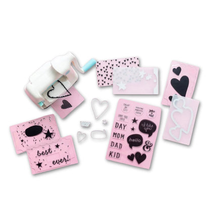 Mini Evolution Machine &amp; Stamping Kit / Máquina de Troquelado, Repujado y Sellado 82 pz