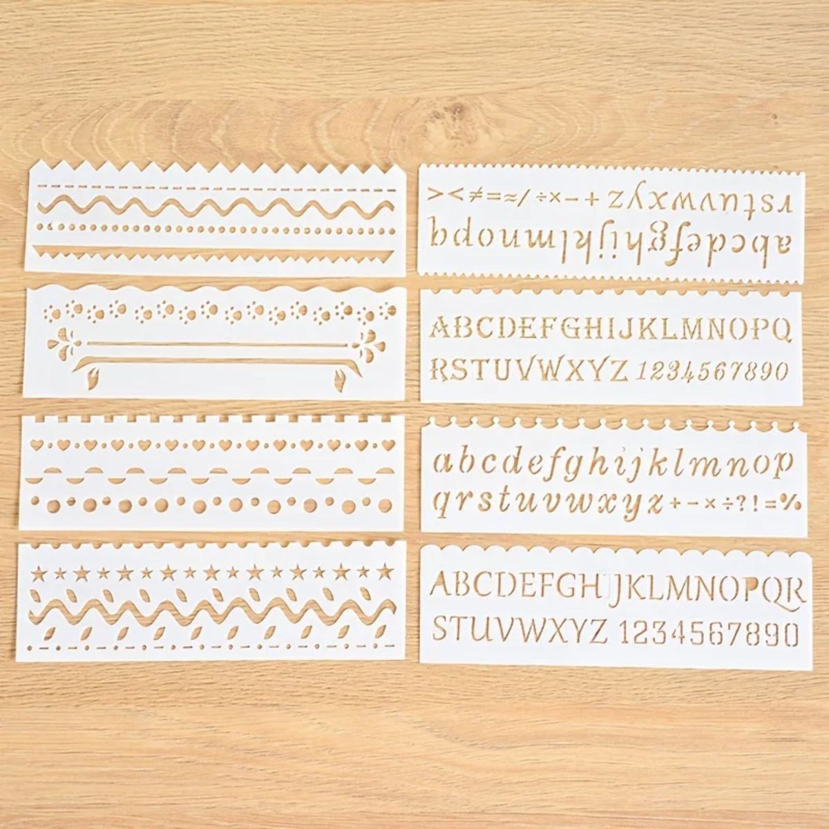 8 Plantillas de Alfabeto y Líneas Esténciles / Plantillas Hobbees