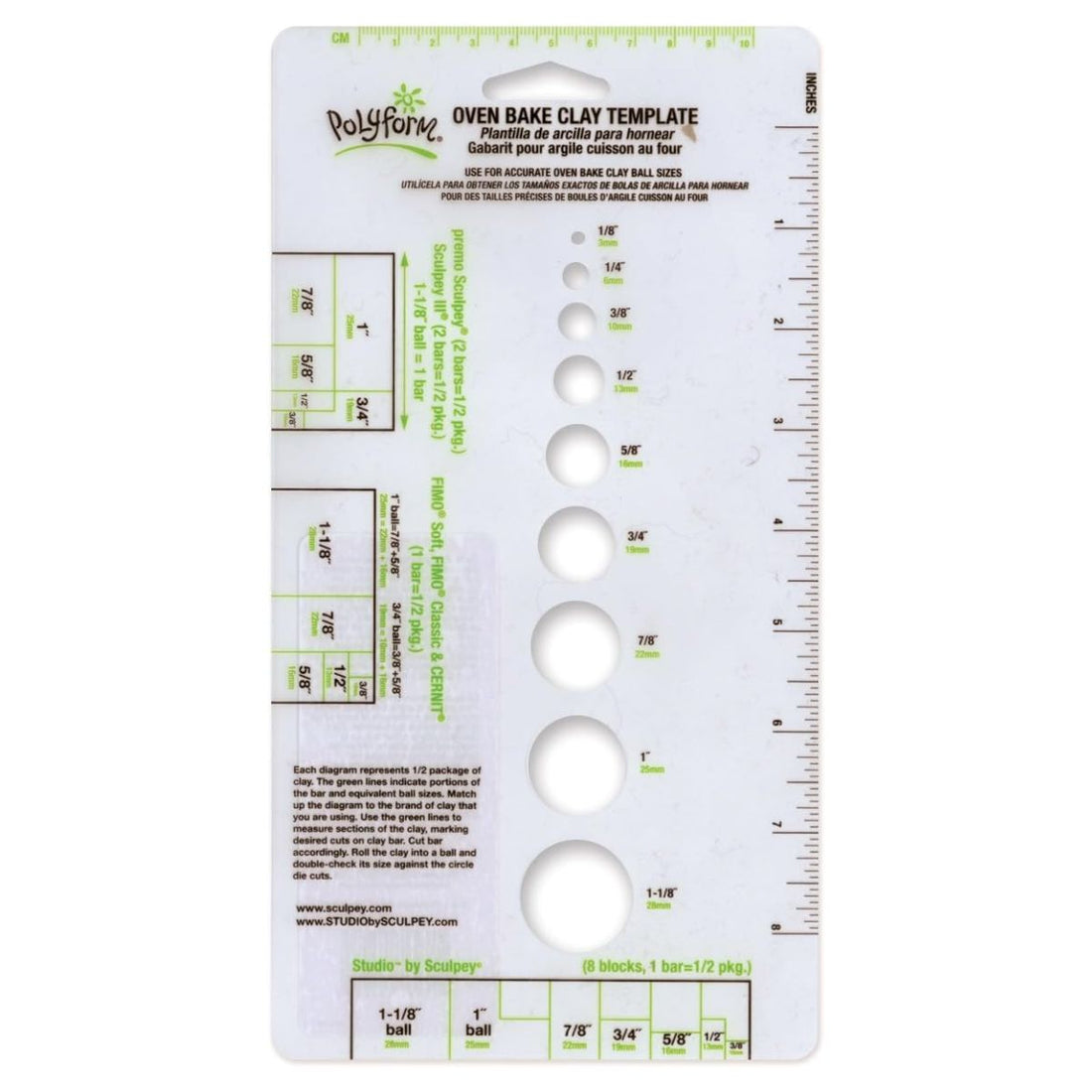 Oven Bake Clay Template / Plantilla para Arcilla y Modelado Herramientas para Modelado Sculpey