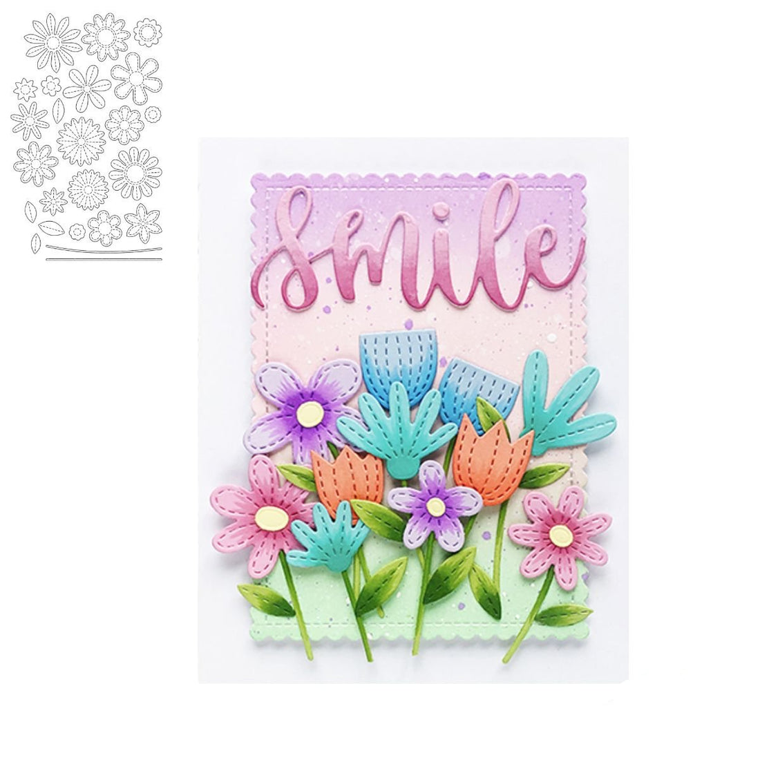 Suajes de Flores con Puntadas Dados de Corte / Suajes / Troqueles Hobbees