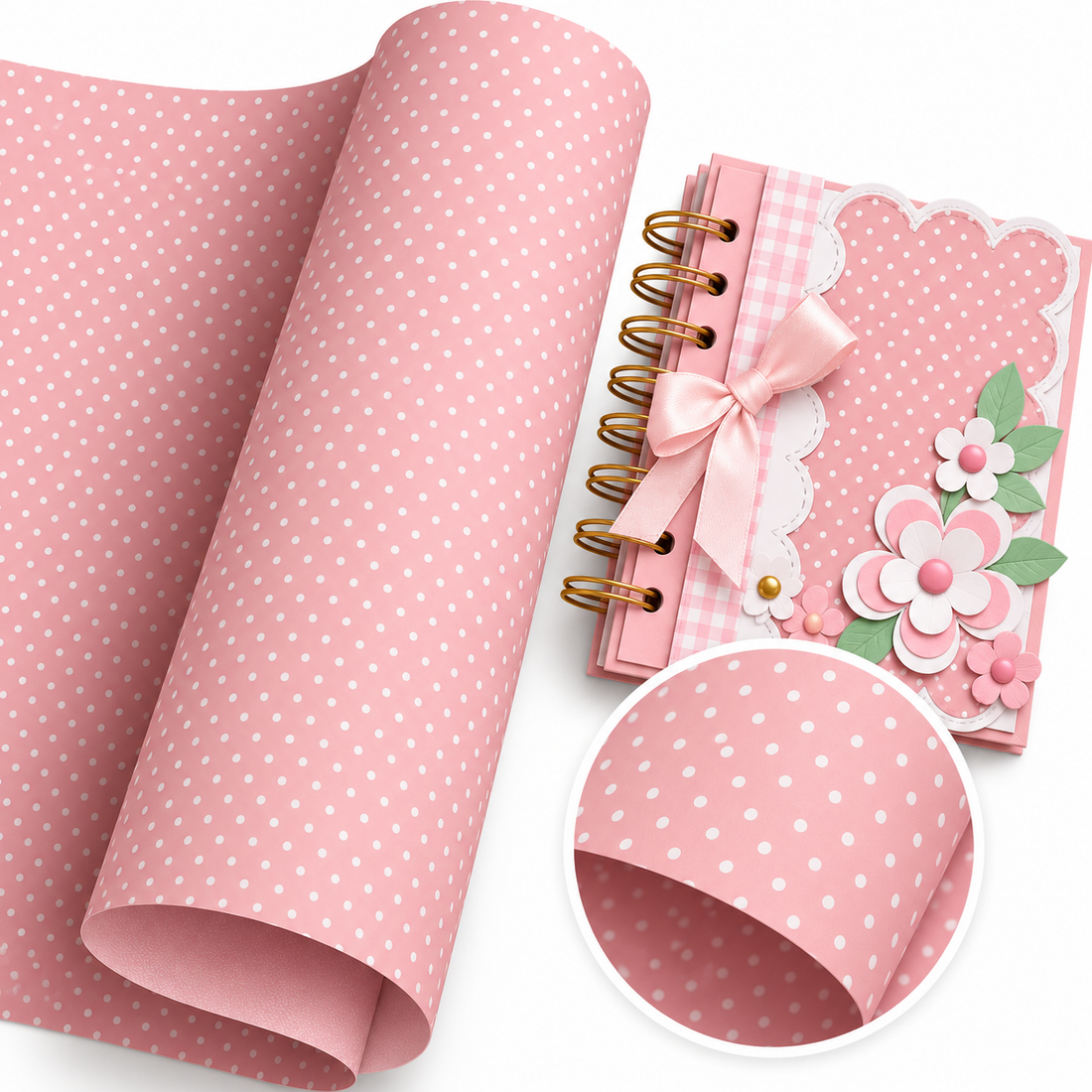 Coral Small Dots 12" Cardstock / 10 Hojas de Cartulina Color Coral Puntitos