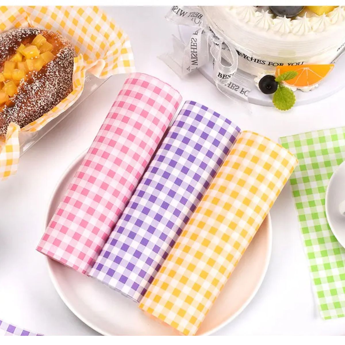 80 Hojas de Papel Vegetal Grado Alimenticio Cuadritos Repostería Hobbees