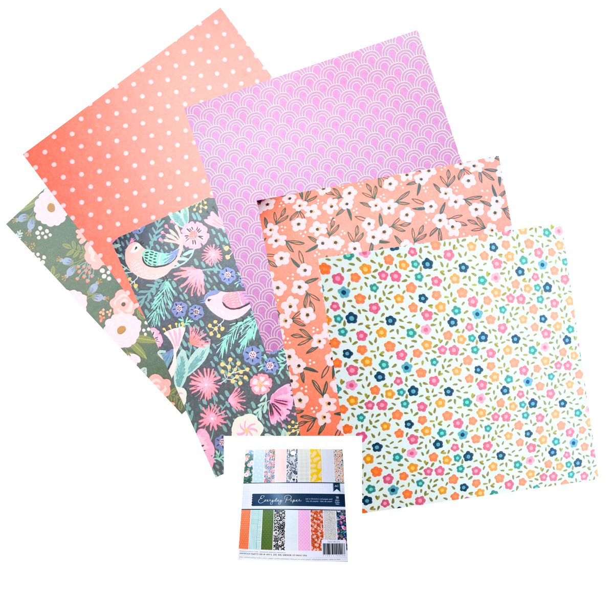 3 Paper Pads Assortment / 3 Blocks de Papel Variados de 6" Papel American Crafts