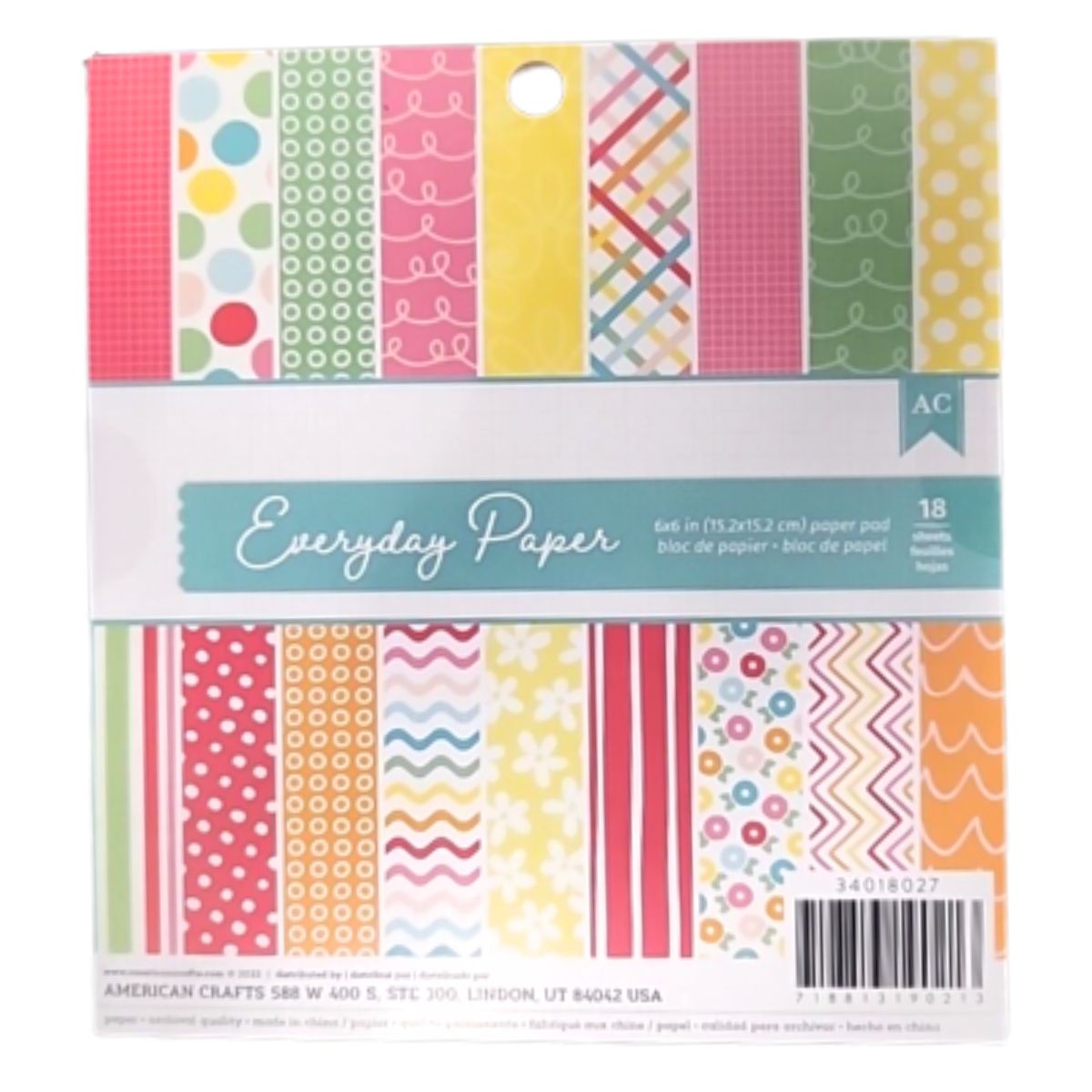 3 Paper Pads Assortment / 3 Blocks de Papel Variados de 6" Papel American Crafts