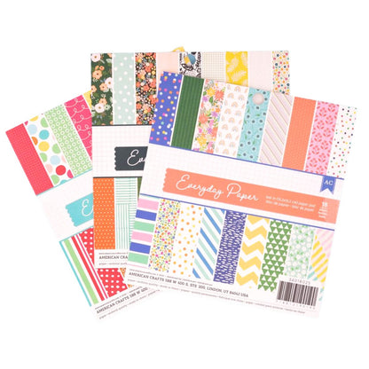 3 Paper Pads Assortment / 3 Blocks de Papel Variados de 6" Papel American Crafts